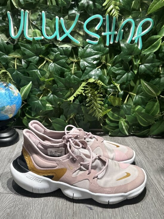 Nike Free RN 5.0 Women's Size 8 Running Shoes Pink Gold Black AQ1316-501 - Picture 1 of 10